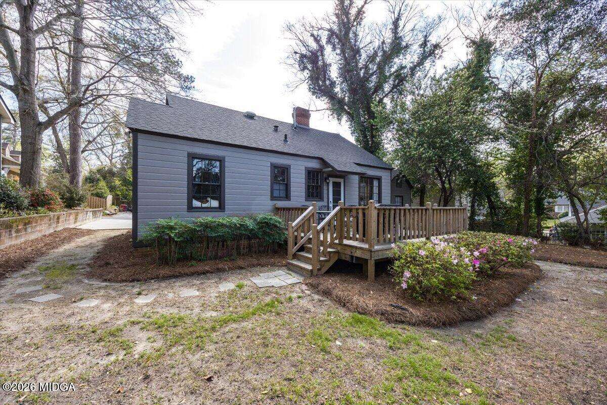 2485 Carlton Way - Joanna "JoJo" Jones Rear view of renovated Midtown Macon home with outdoor deck at 2485 Carlton Way.
