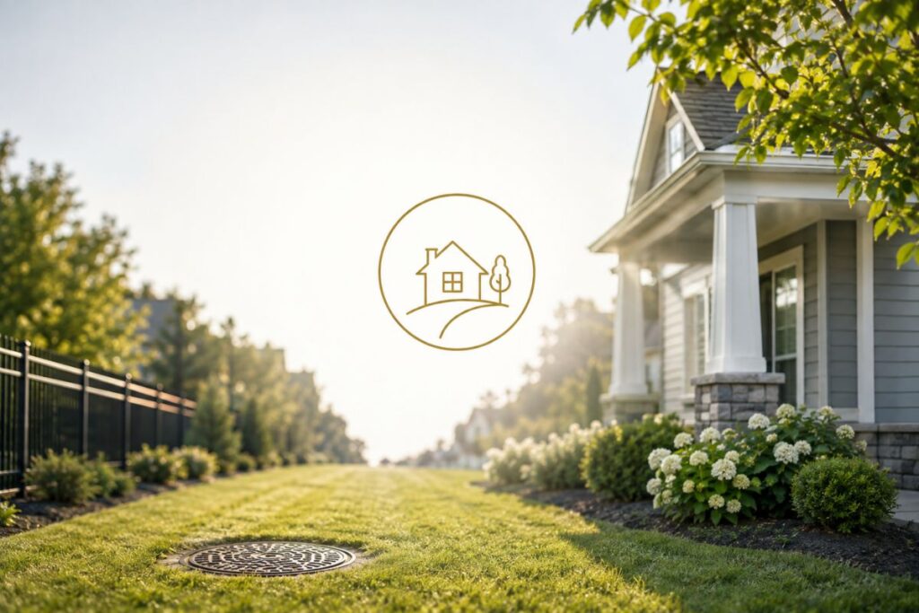 Buying a Home With an Easement | Understanding Property Easements in Georgia - Joanna "JoJo" Jones Residential home with a landscaped utility easement beside the property, illustrating how easements are a common part of homeownership in Georgia.