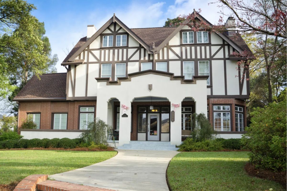 Exterior of The Big House Museum, a historic Tudor Revival home on Vineville Avenue in Macon, Georgia.